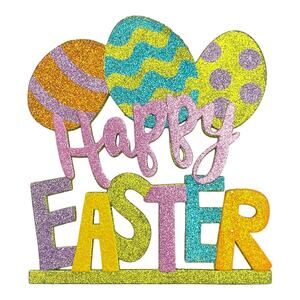 Happy Easter Glitter Sign – Festive Easter Egg Decoration – Spring Home Decor